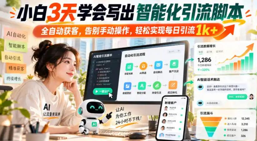 小白3天学会写出智能化引流脚本，全自动获客，告别手动操作，轻松实现每日引流1k+ 图1